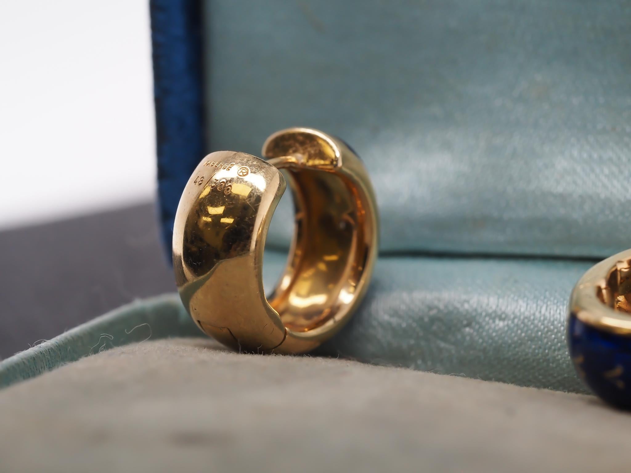 Donna Orecchini a cerchio con smalto e diamanti Faberge 18K - VHK#244a in vendita