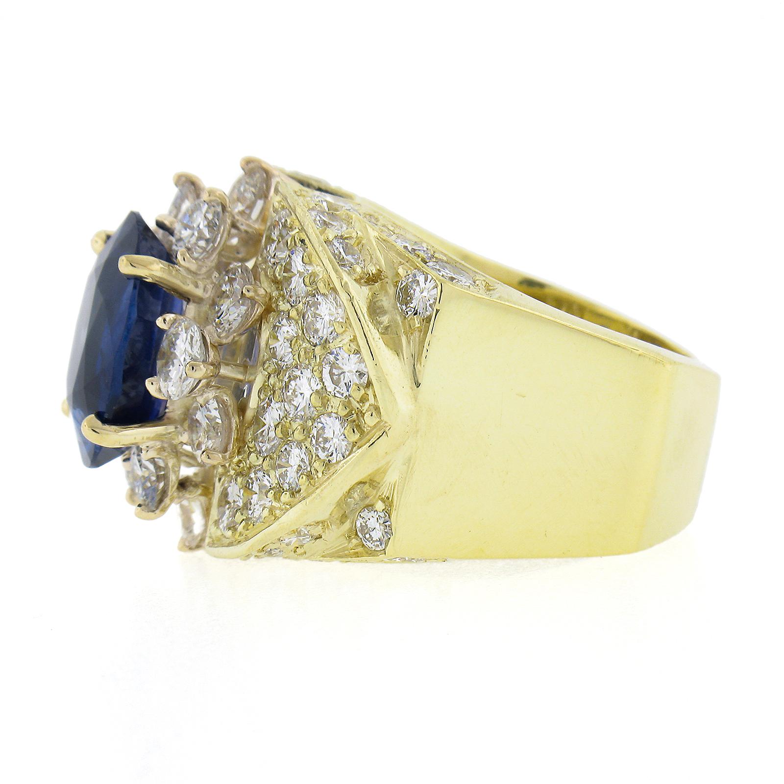 Estate 18K Gold 10.72ctw GIA Oval Sapphire & Diamond Statement Cocktail Ring For Sale 1