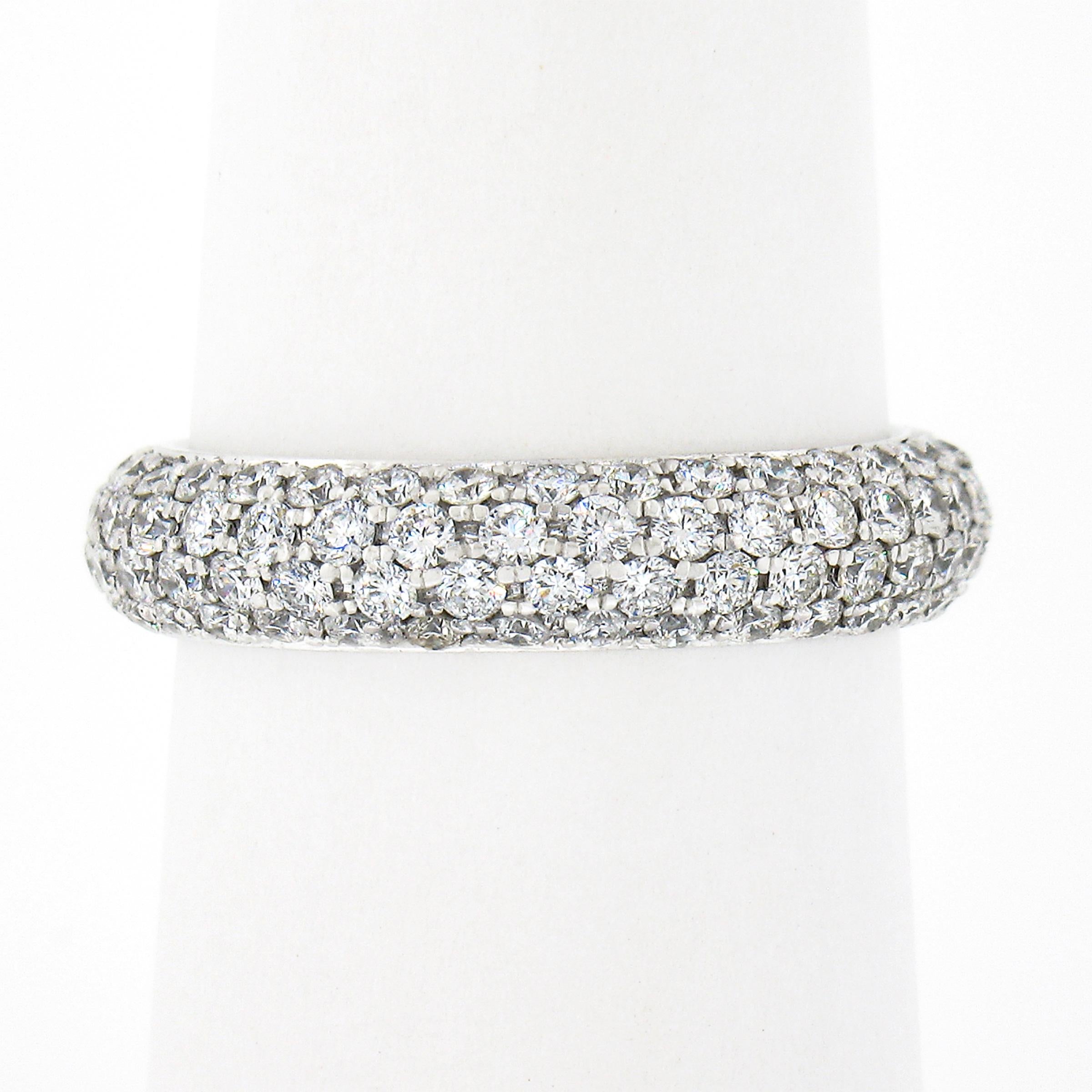 Nachlass 18k Gold 1,81 Karat Pave Diamant gewölbter Eternity-Ring mit 4 Reihen Damen im Angebot