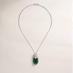 Estate 18K Gold 27.98 Carat Zambian and Diamond Necklace