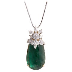 Estate 18K Gold 27.98 Carat Zambian and Diamond Necklace
