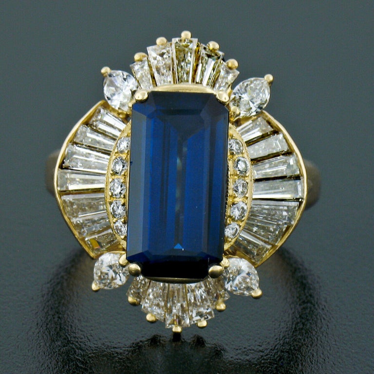 Estate 18k Gold 6.80ctw AGL Emerald Sapphire Diamond Cocktail For Sale at
