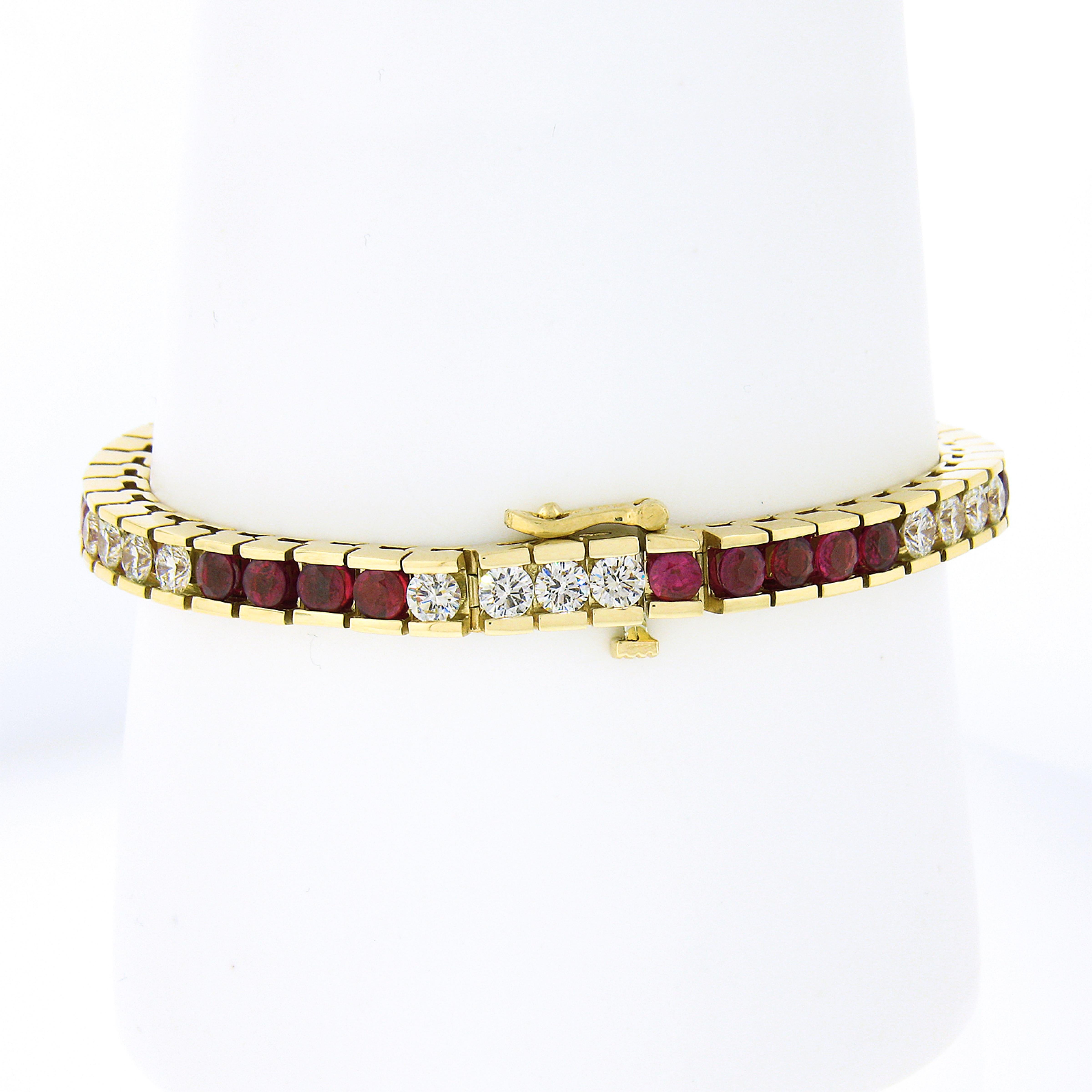 Bracelet tennis de succession en or 18 carats alternant rubis et diamants 9,75 carats Unisexe en vente