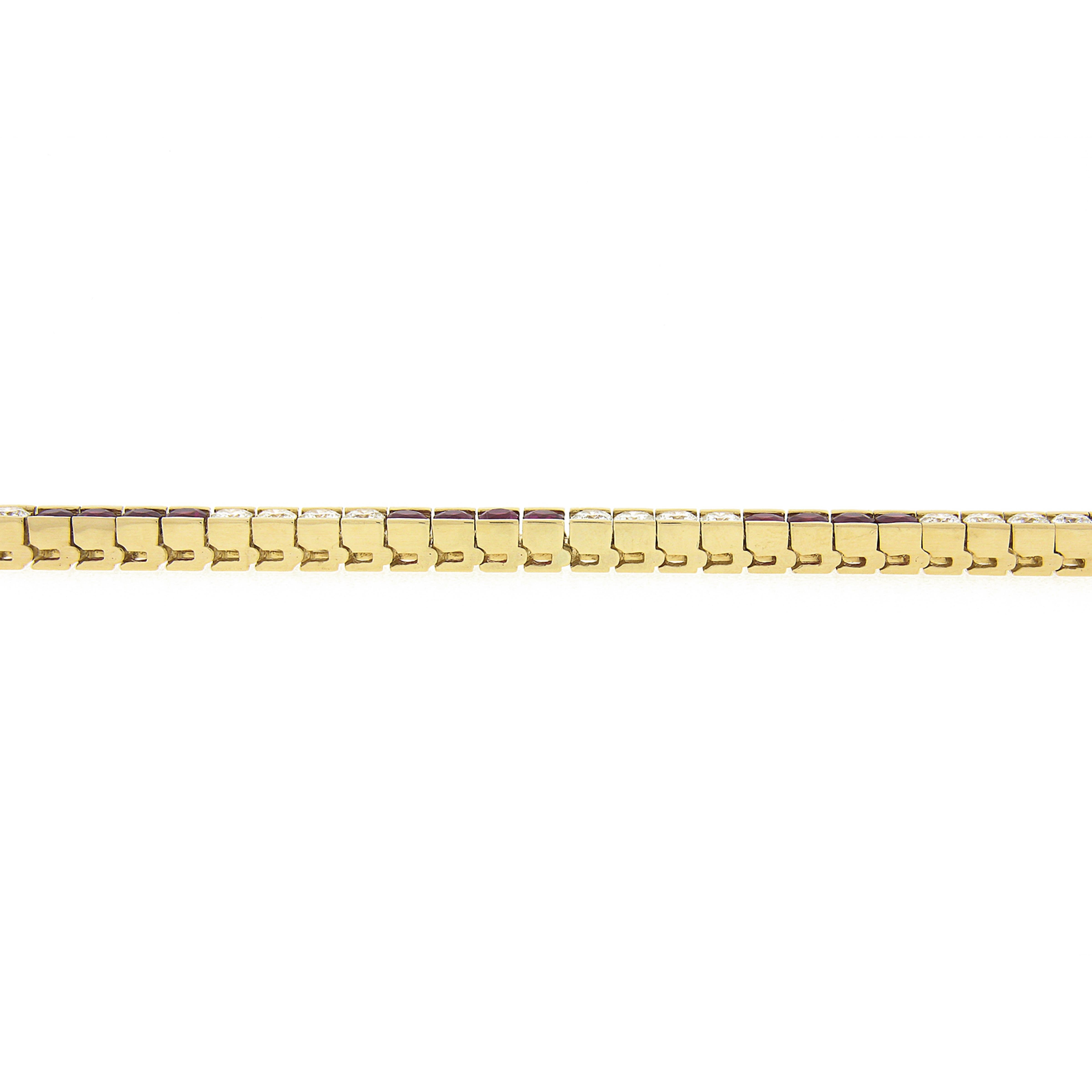 Bracelet tennis de succession en or 18 carats alternant rubis et diamants 9,75 carats en vente 2