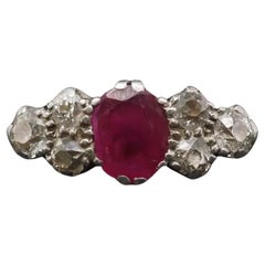 Nachlass 18K Gold und Platin Englischer Rubin und Diamantring mit altem Minenschliff - VHK#999