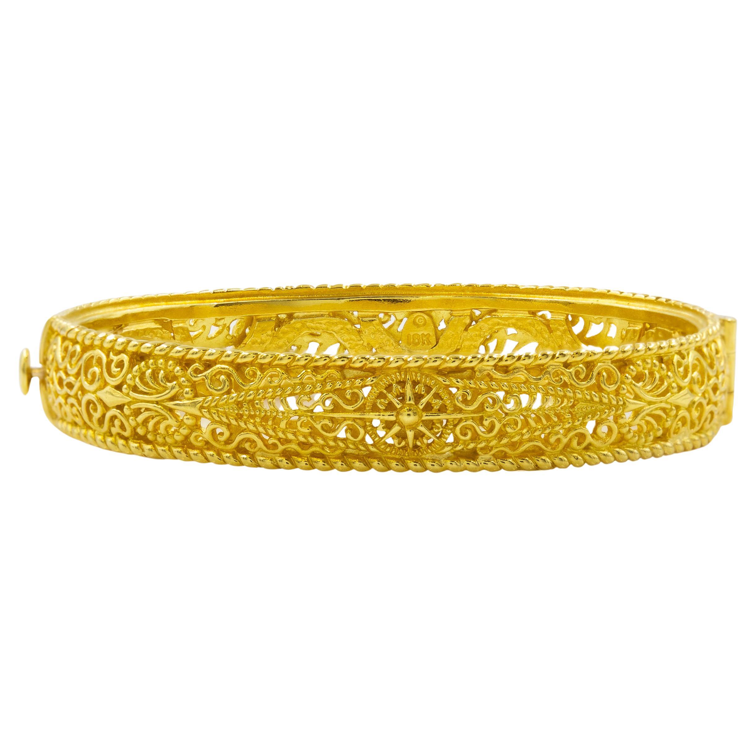 Estate 18K Gold Bangle Bracelet by Cynthia Bach For Sale