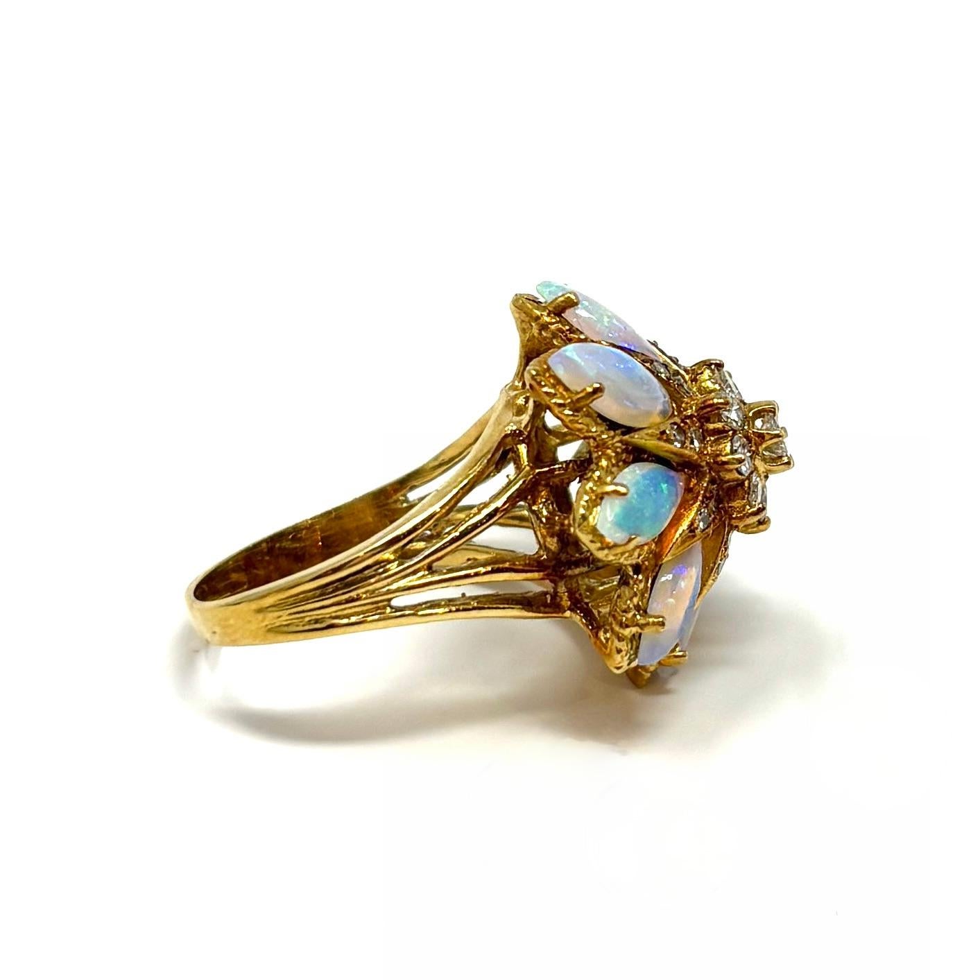 Estate 18K Gold Black Opal and Diamond Cocktail Ring 1
