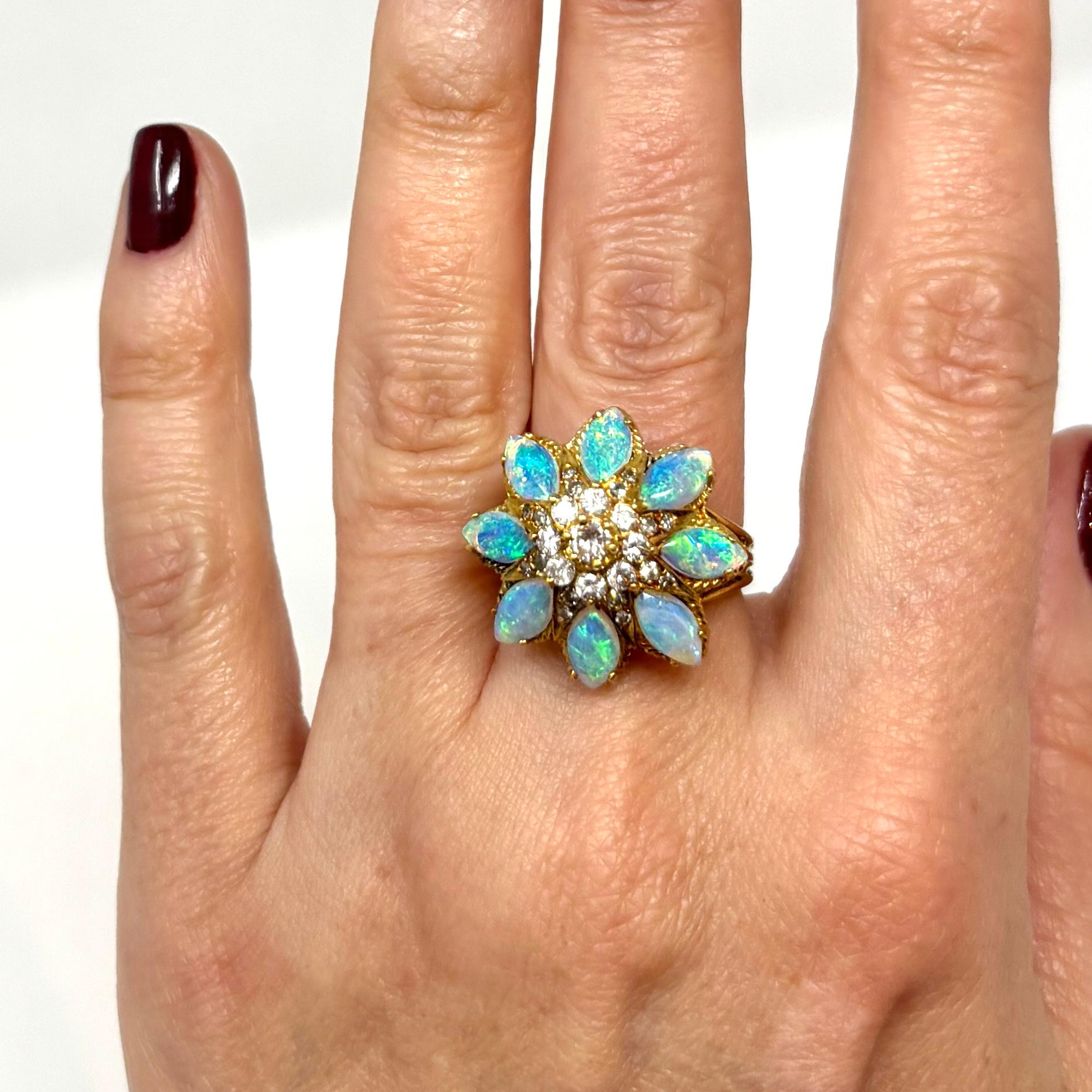 Estate 18K Gold Black Opal and Diamond Cocktail Ring 2