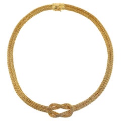 Estate 18k Gold Byzantine Etruscan Hercules Knot Heavy Rope Necklace