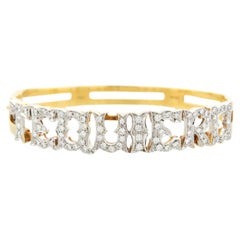 Estate 18k Gold & Diamond "Te Quiero" Bangle Bracelet