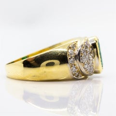 Estate 18 Karat Gold Emerald and Diamond Ring