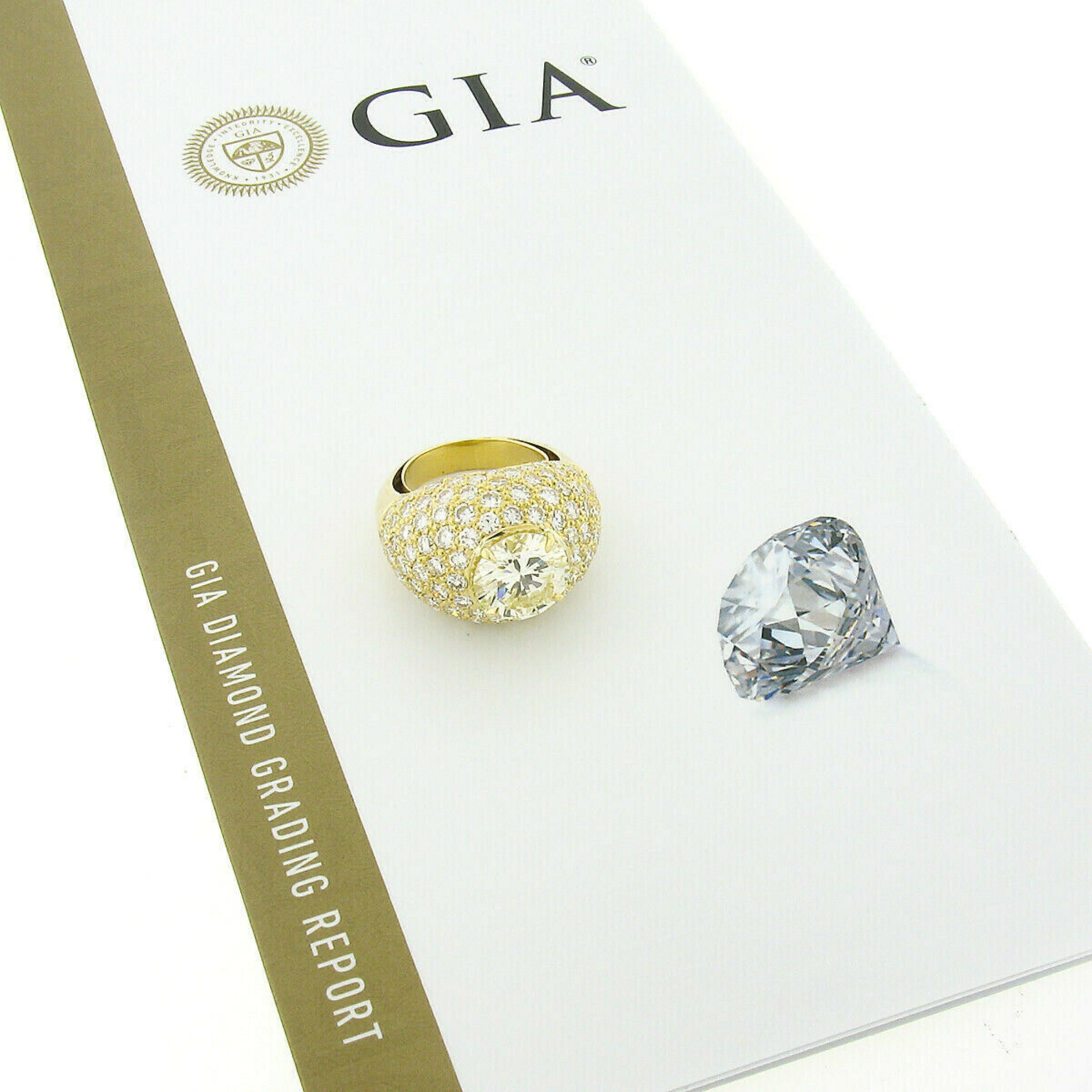 Estate 18k Gold GIA 3.55ct Round Brilliant Diamond Engagement Bombe Dome Ring 4