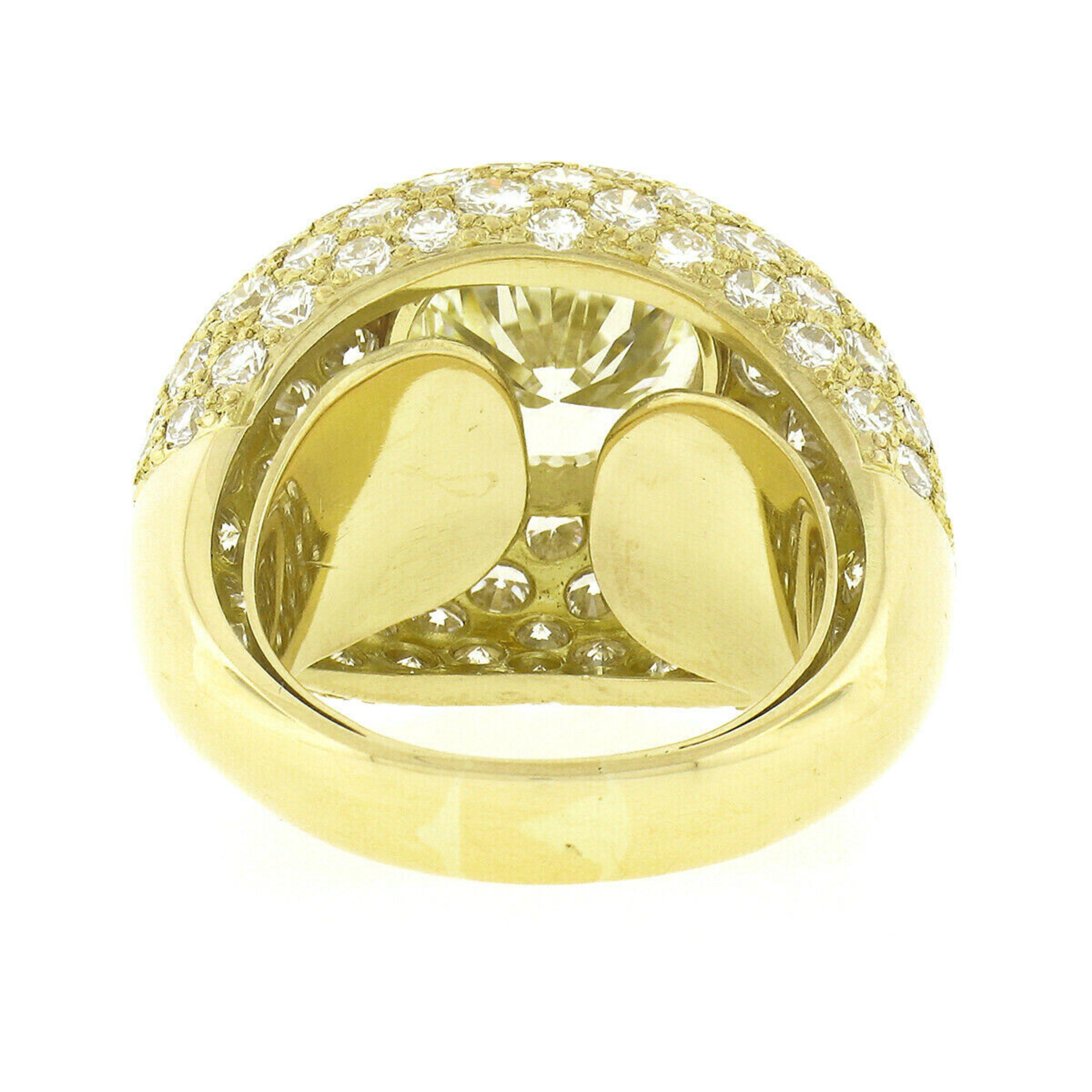 Estate 18k Gold GIA 3.55ct Round Brilliant Diamond Engagement Bombe Dome Ring 3