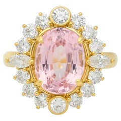 Estate 18K Gold Ring with 2.16ct Unheated Padparadscha Sapphire and Diamonds