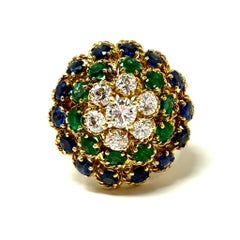 Bague Dome en or 18 carats Van Cleef & Arpels, saphir, émeraude et diamant, de succession