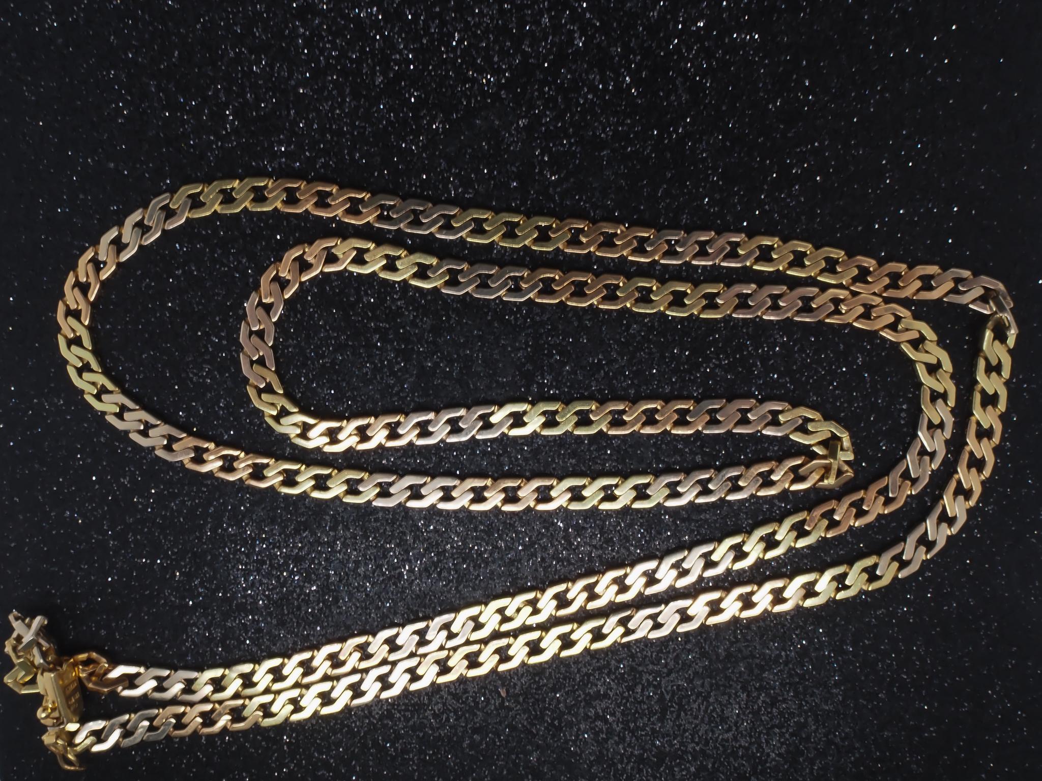 Catena a maglie d'oro tri-colore d'epoca in oro 18 carati da 29,5 pollici - VHK#1008 In condizioni buone in vendita a Hicksville, NY
