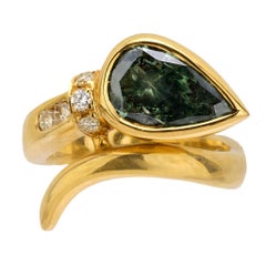Anello a serpente con diamante verde 18k Estate