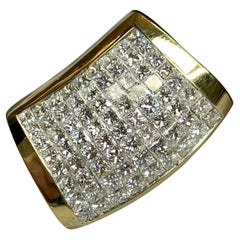 Estate 18k Invisible Princess Diamond Slide Enhancer Pendant Necklace 4.30ctw