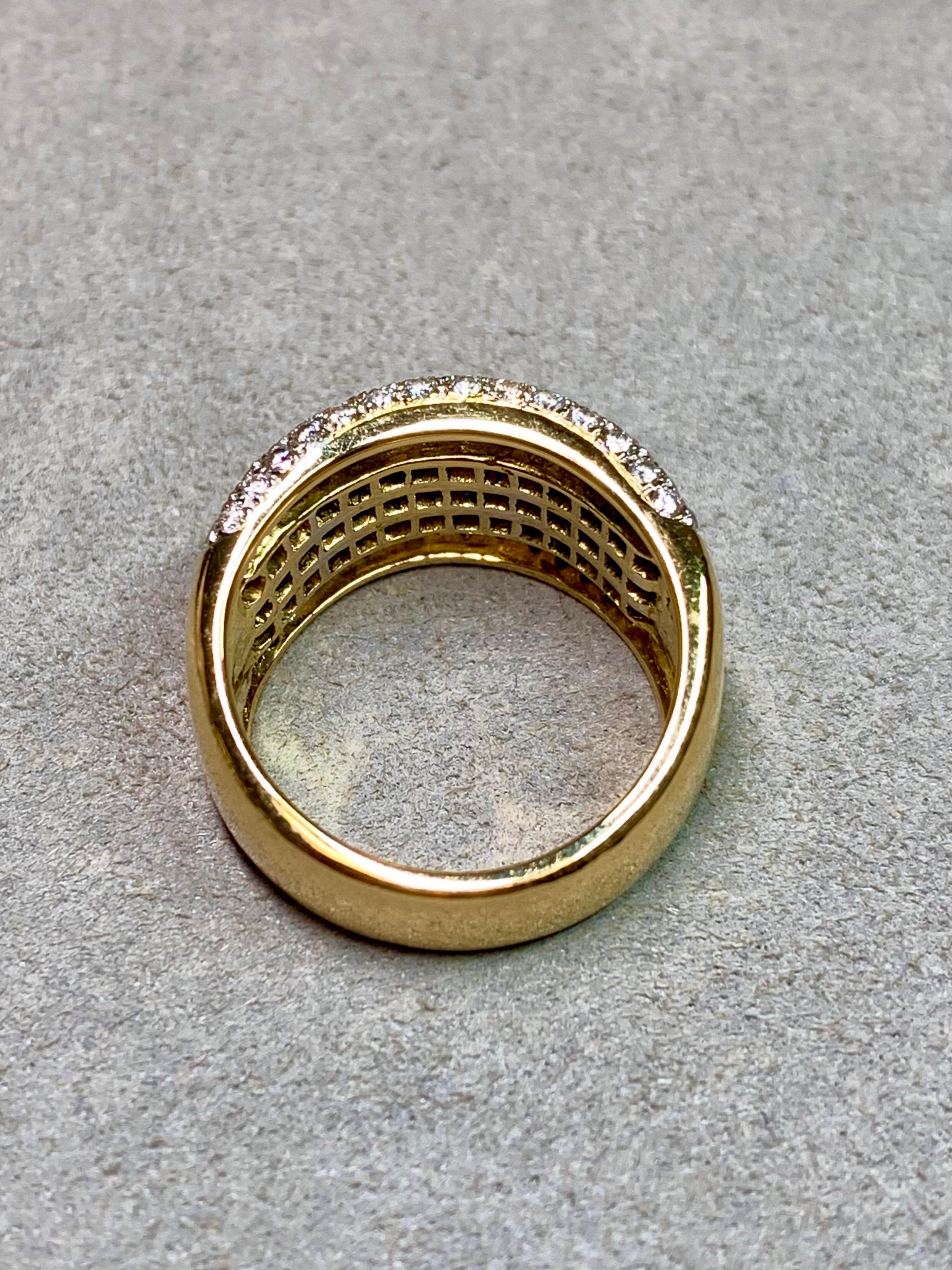 Estate 18K Invisible Set Ruby Pave Diamond Wide Band Cocktail Ring 5.07ctw Sz 7 In condizioni ottime in vendita a Winter Springs, FL