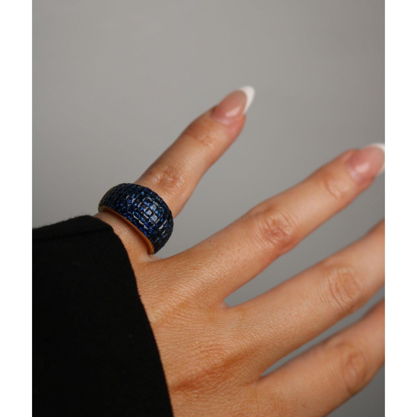 Estate 18K Invisible-Set Sapphire Ring Yellow Gold ~5.11ctw en vente 6