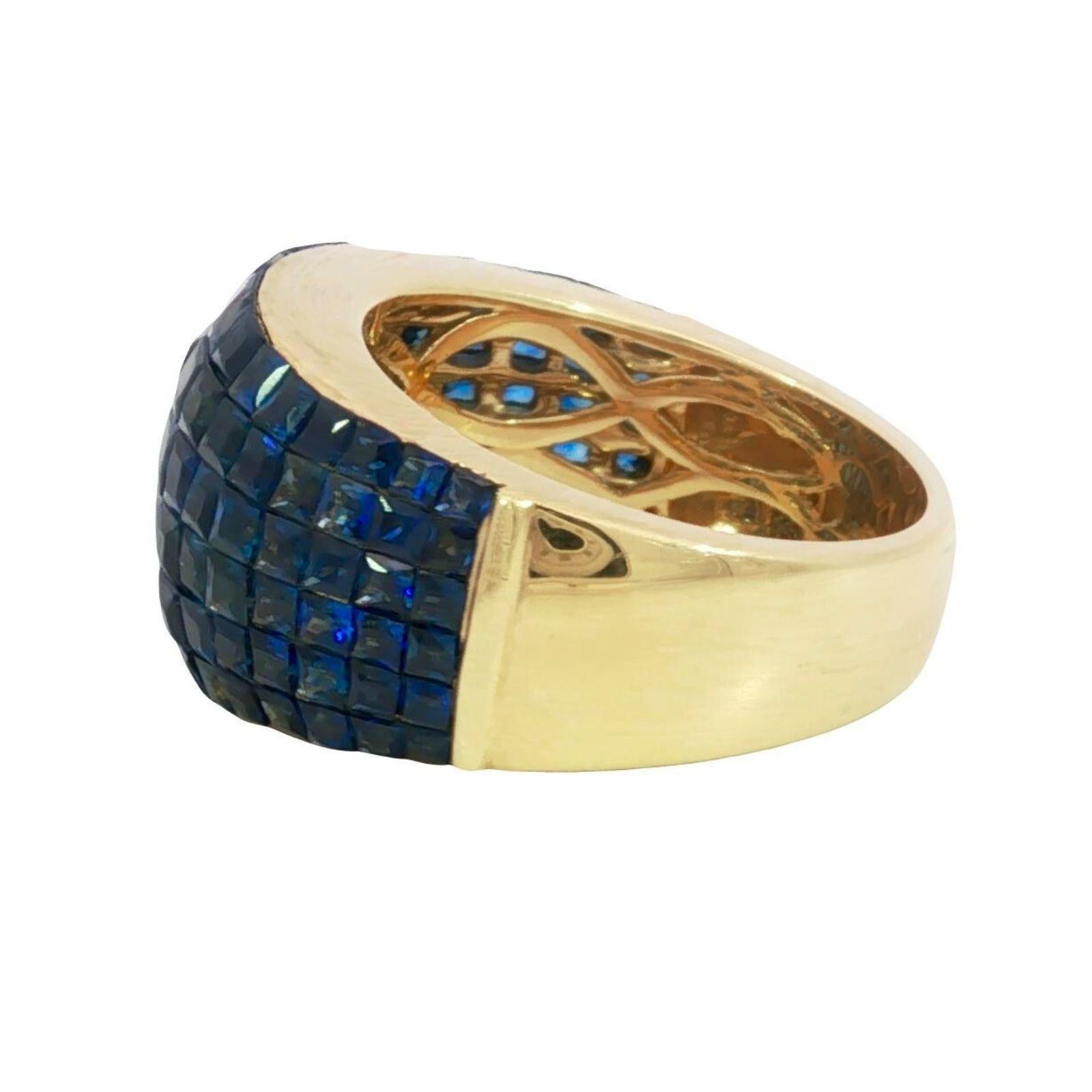 Estate 18K Invisible-Set Sapphire Ring Yellow Gold ~5.11ctw Excellent état - En vente à Fairfield, CT