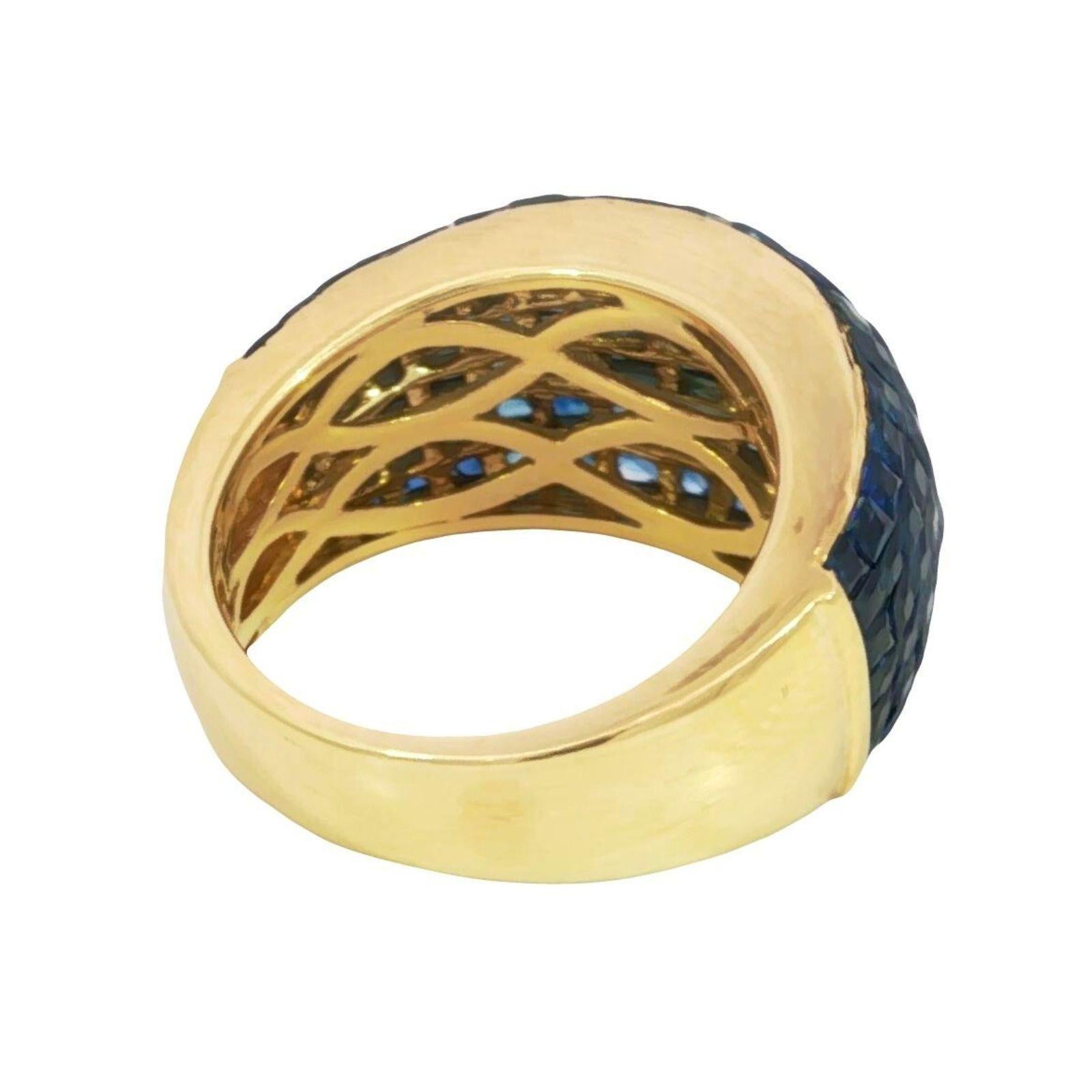 Estate 18K Invisible-Set Sapphire Ring Yellow Gold ~5.11ctw Pour femmes en vente