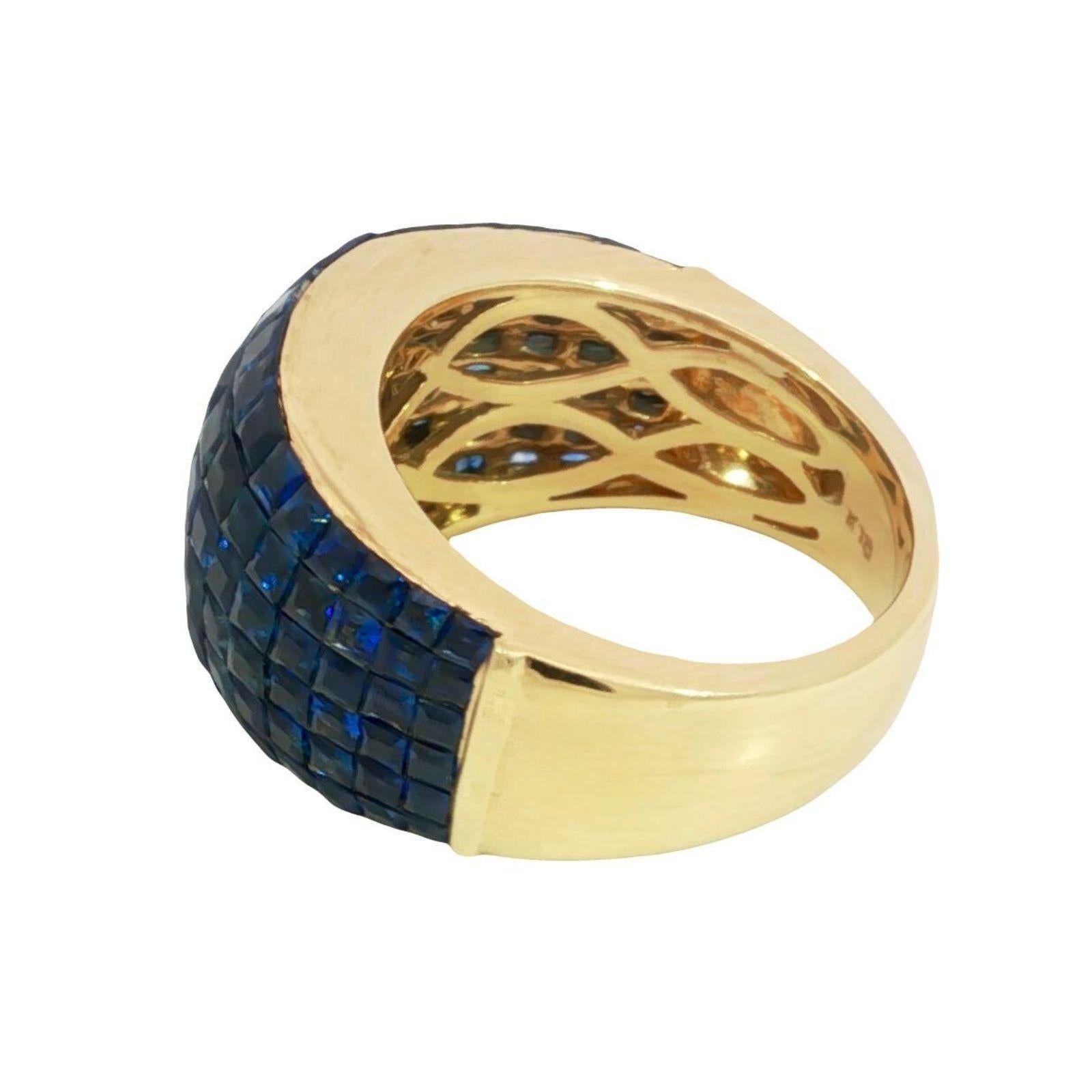Estate 18K Invisible-Set Sapphire Ring Yellow Gold ~5.11ctw en vente 1