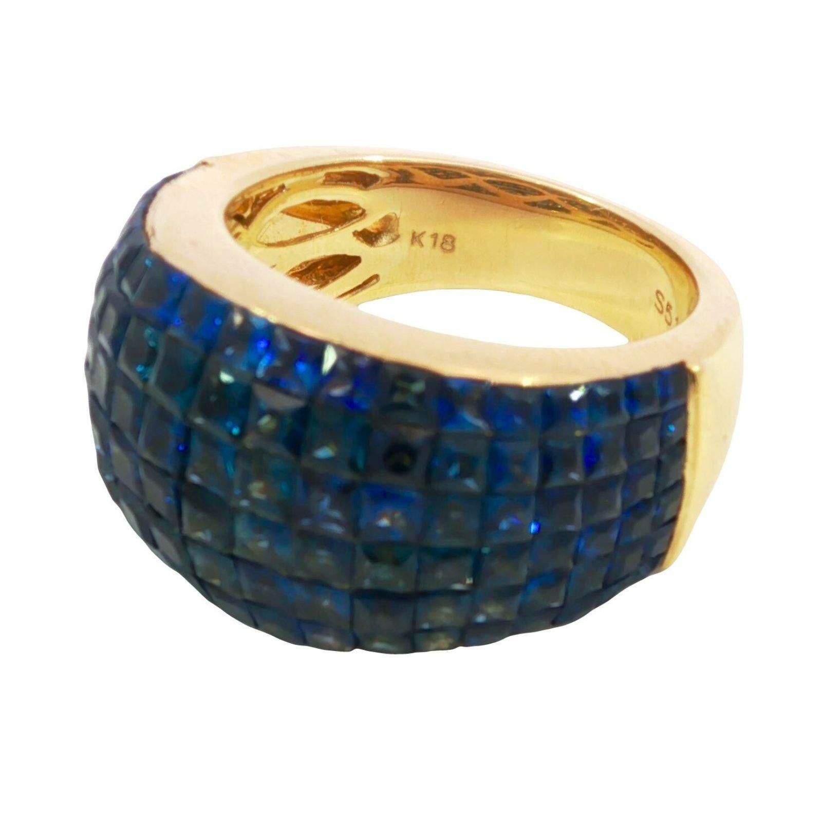 Estate 18K Invisible-Set Sapphire Ring Yellow Gold ~5.11ctw en vente 2