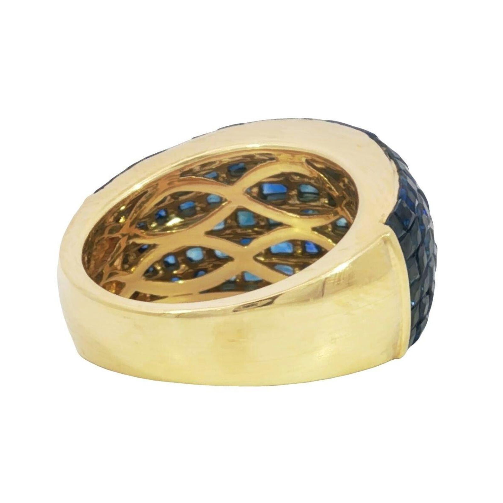 Estate 18K Invisible-Set Sapphire Ring Yellow Gold ~5.11ctw en vente 3