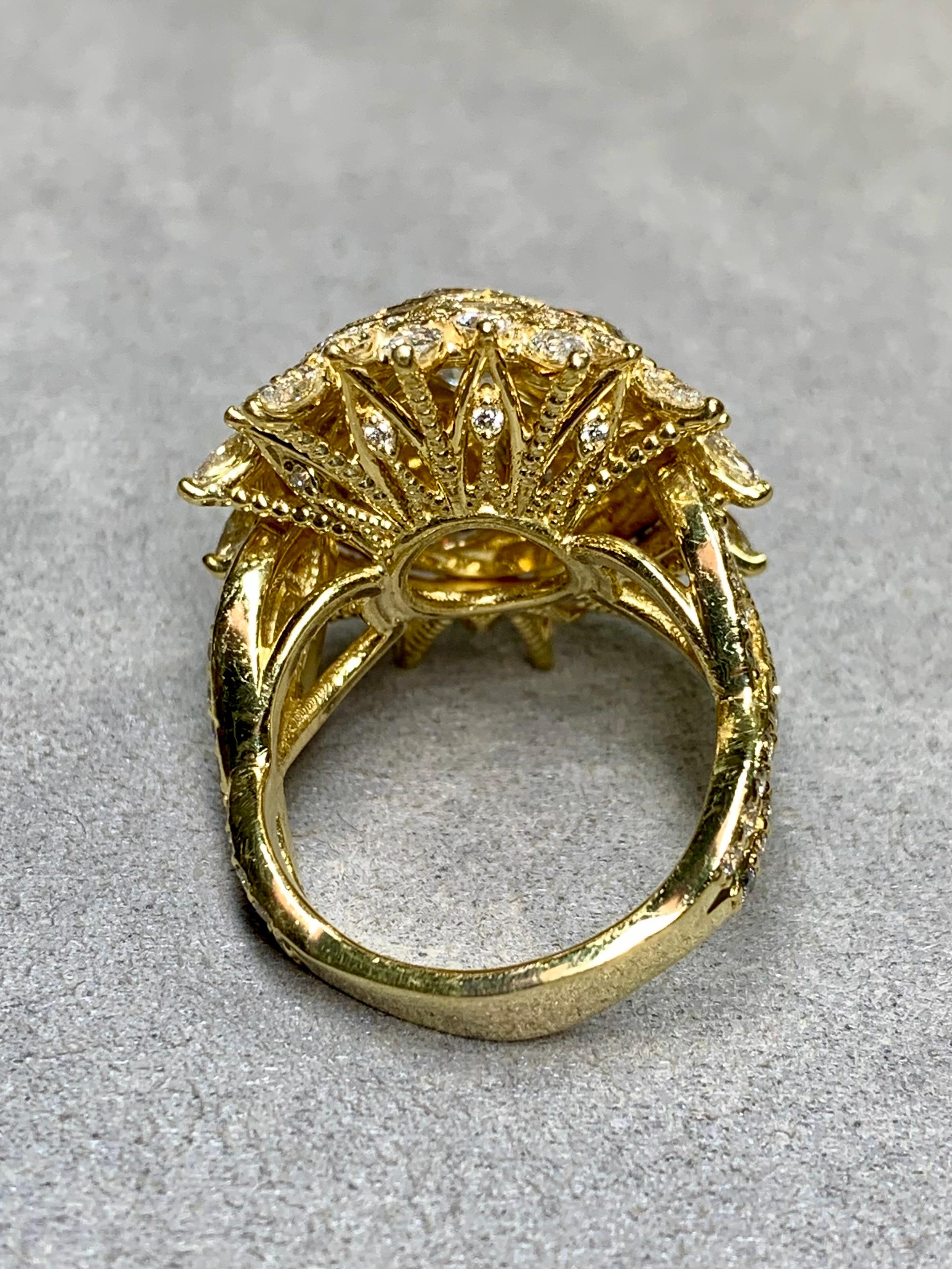 Estate 18K Large Pear Princess Marquise Round Diamond Dome Cocktail Ring 9cttw For Sale 5