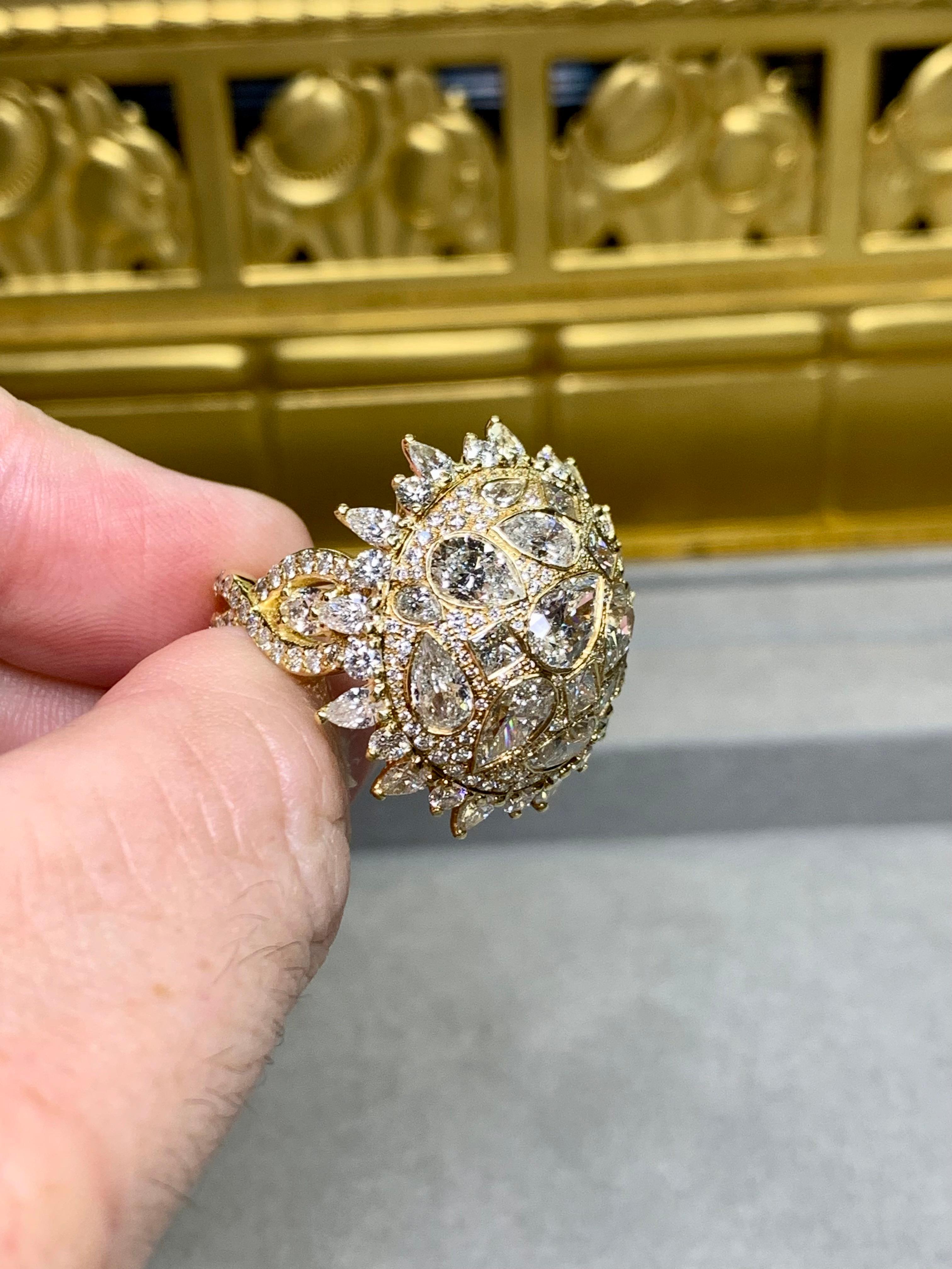 Estate 18K Large Pear Princess Marquise Round Diamond Dome Cocktail Ring 9cttw For Sale 8