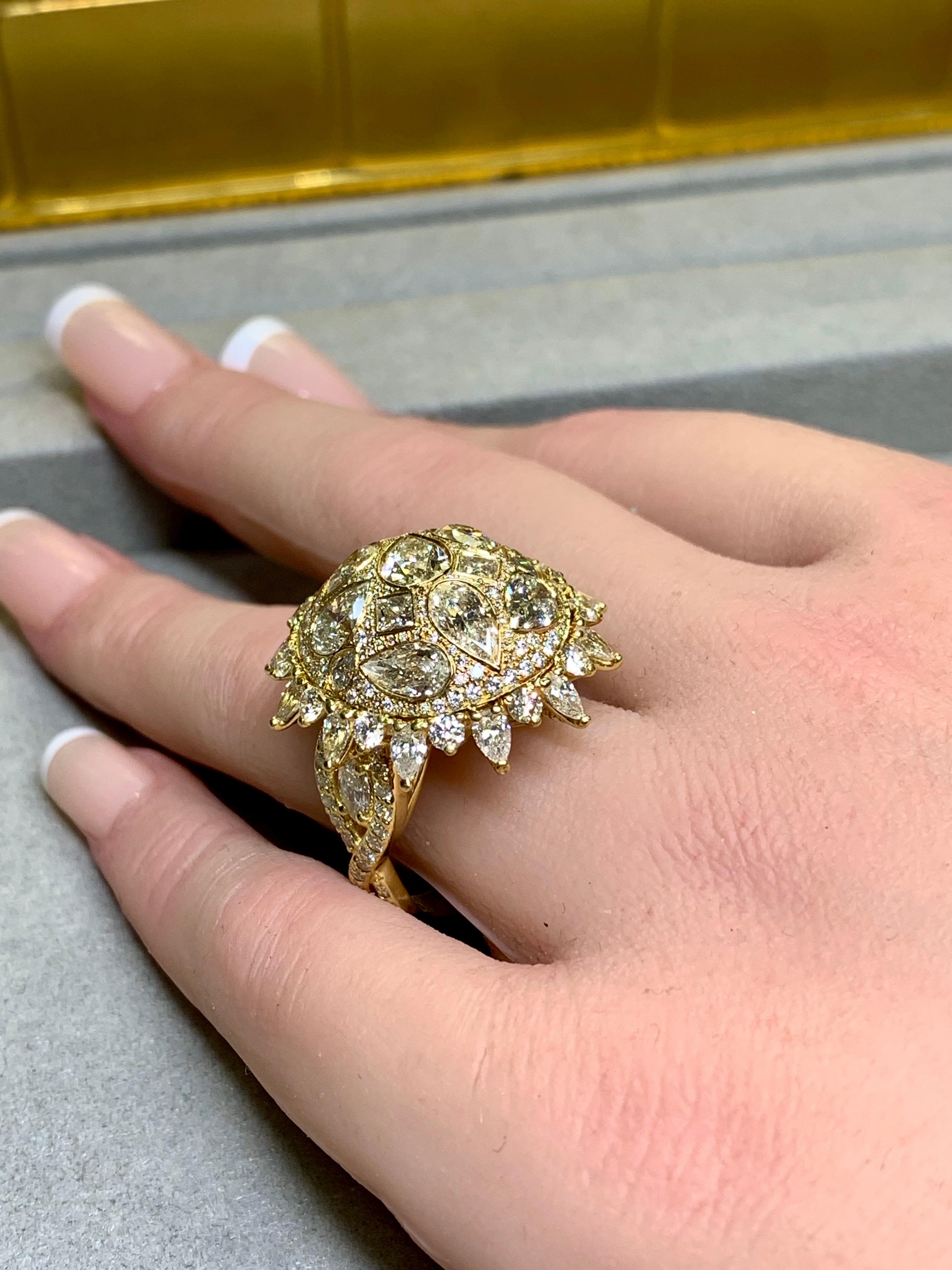 Estate 18K Large Pear Princess Marquise Round Diamond Dome Cocktail Ring 9cttw For Sale 13
