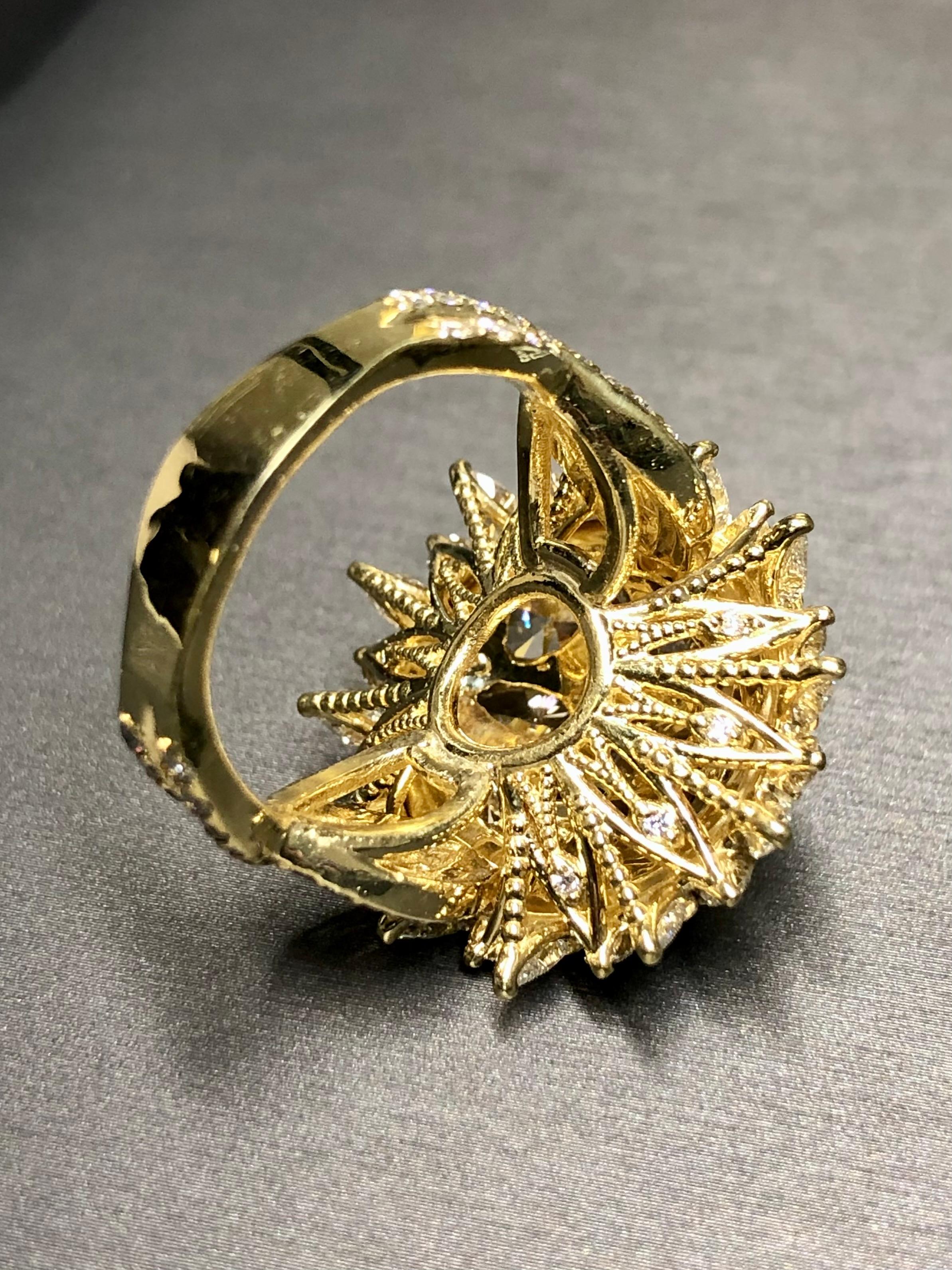 Contemporary Estate 18K Large Pear Princess Marquise Round Diamond Dome Cocktail Ring 9cttw For Sale