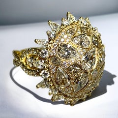 Estate 18K Large Pear Princess Marquise Round Diamond Dome Cocktail Ring 9cttw