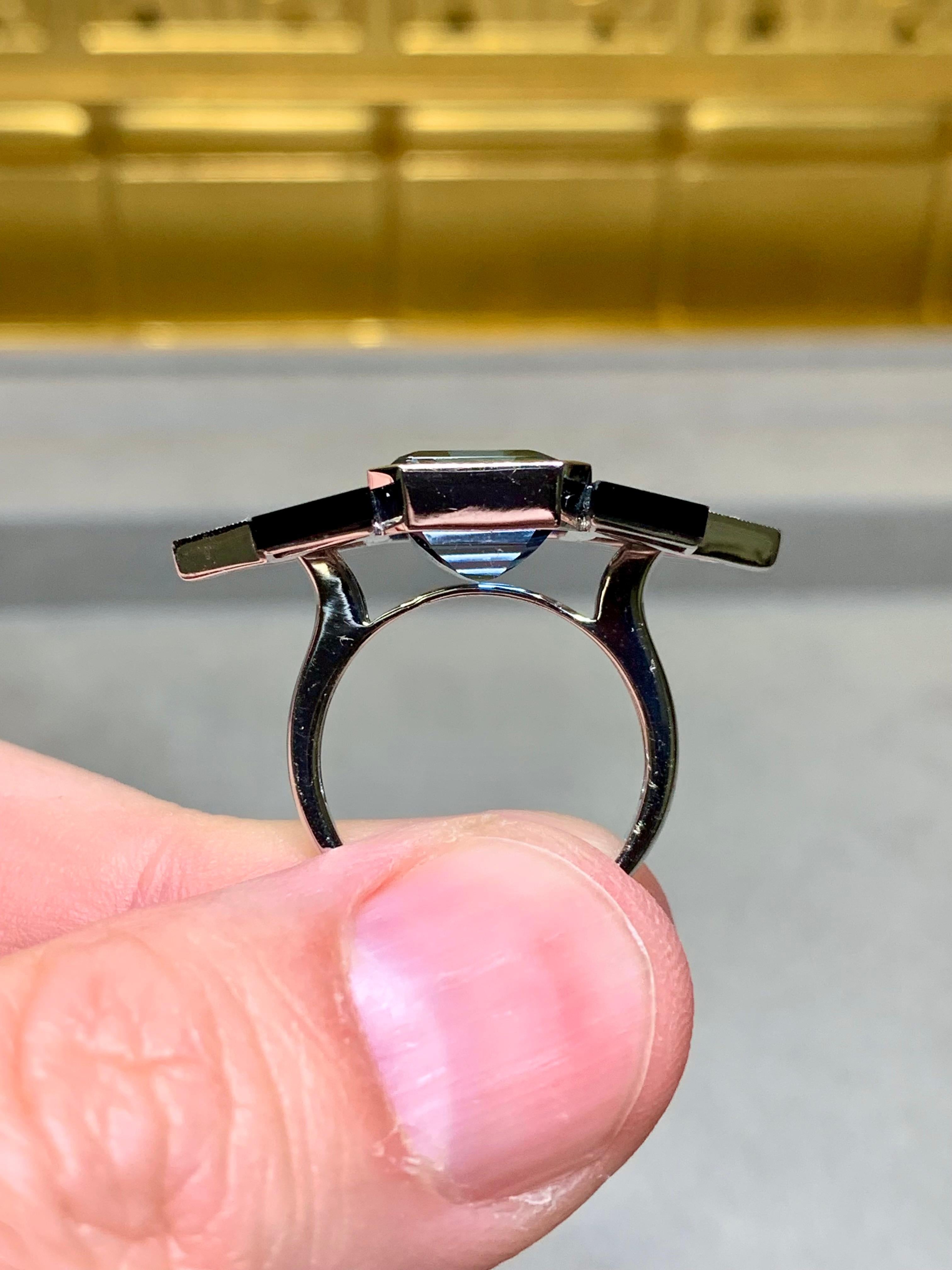 Estate 18K London Topaz Pave Diamond Carved Onyx Deco Cocktail Ring 10.60ctw For Sale 4