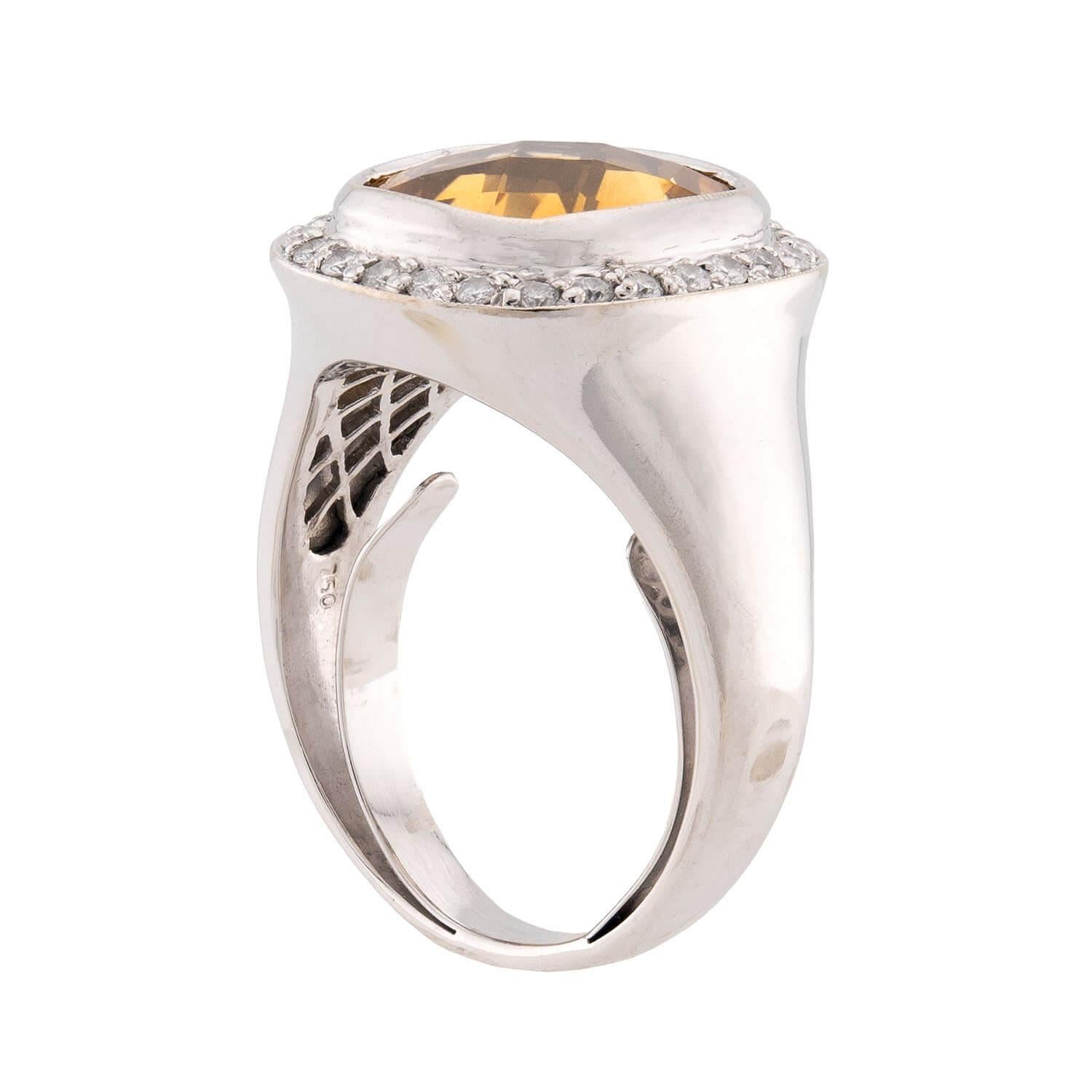 Moderno Anello di proprietà con Citrino e Diamante 18k Maidera in vendita