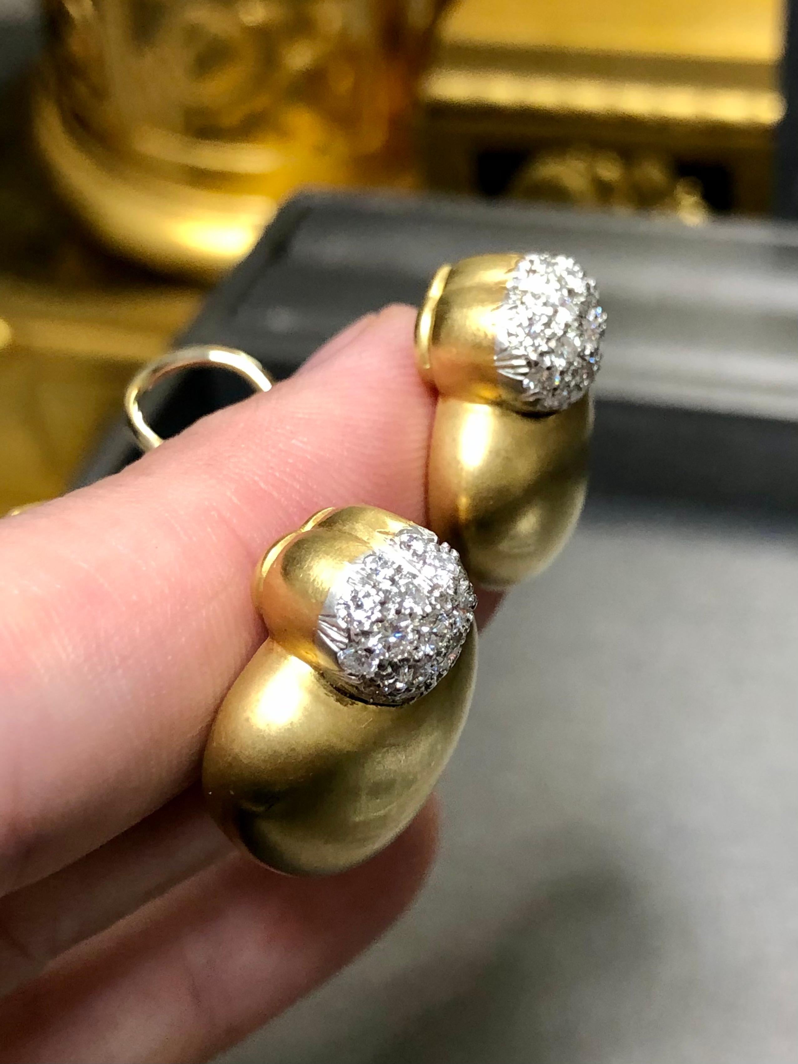 Femenino o masculino Estate 18K MARLENE STOWE Pendientes con clip de diamantes 18K G Vs en venta