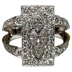 Estate 18K Marquise Round Diamond Filigree Openwork Cocktail Ring 3.16ctw Sz 9.5