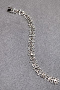 Estate 18K Marquise Baguette Princess Diamond Floral Cocktail Bracelet 14.50ctw