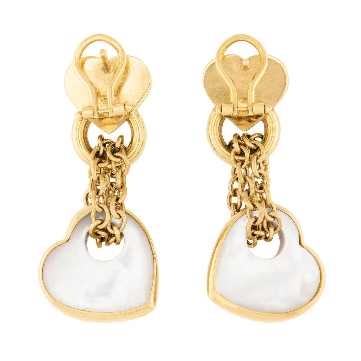 Estate 18k Mother of Pearl and Sapphire Earring and Bracelet Set For Sale 4