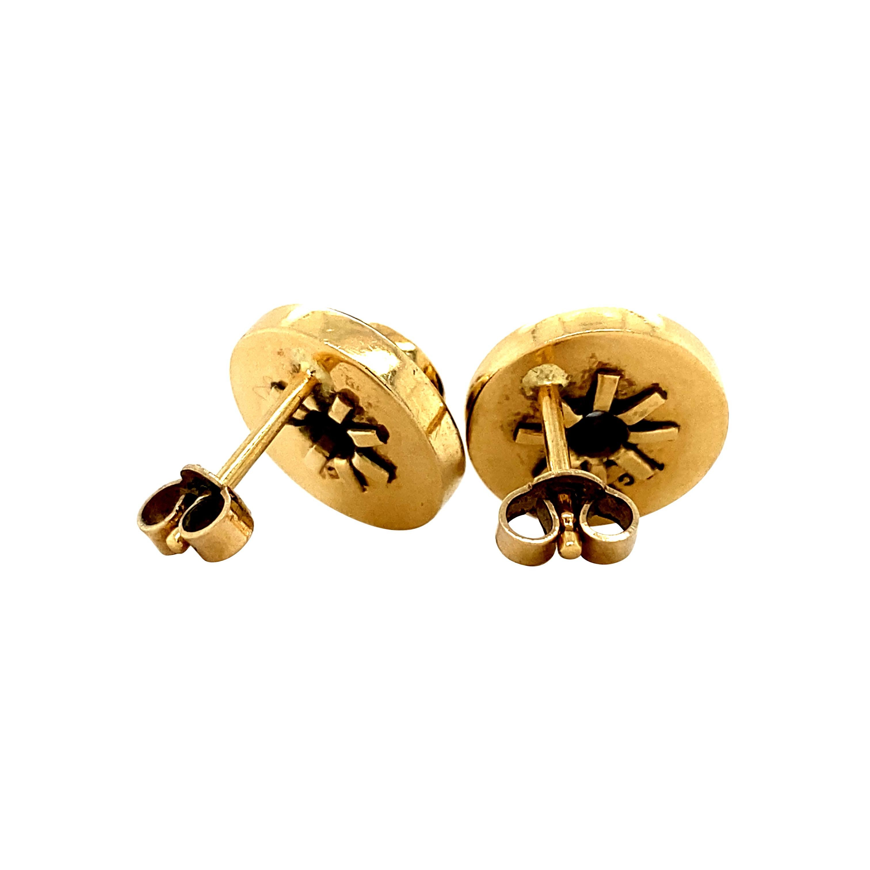 18K 2.48ctw VVS Diamond and Onyx Vintage Stud Earrings In Good Condition In AMSTERDAM, NL