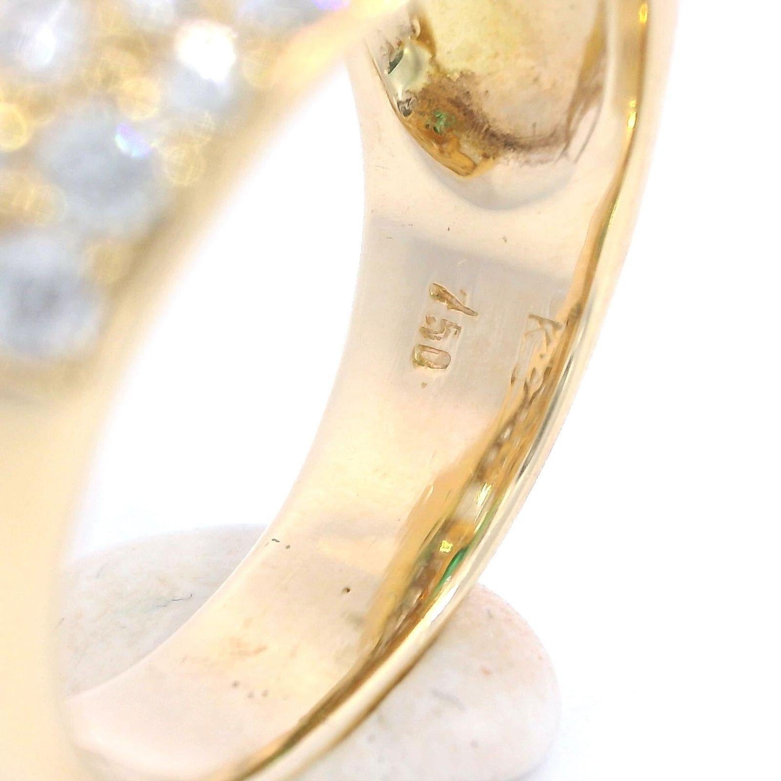 Estate 18K Pave Diamond Cocktail Ring Emerald Cabochon 18k Yellow Gold ~3.81ctw For Sale 7
