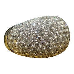 Estate 18K Pave Diamond Dome Cocktail Ring 6,20cttw G Vs Größe 7,25
