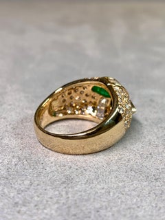Estate 18K Pear Cabochon Emerald Baguette Round Diamond Cocktail Ring