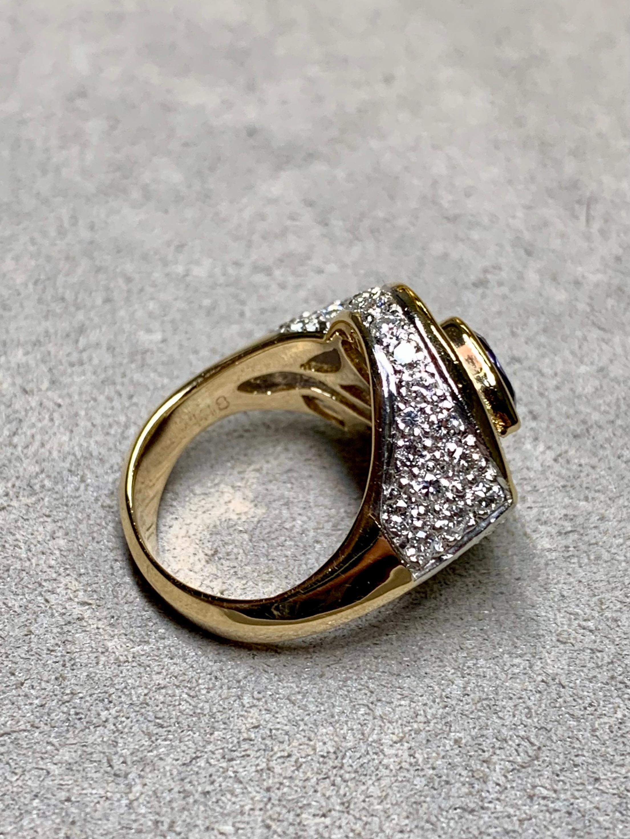 Pear Cut Estate 18K Pear Sapphire Baguette Diamond Bypass Cocktail Ring 5.23ctw For Sale