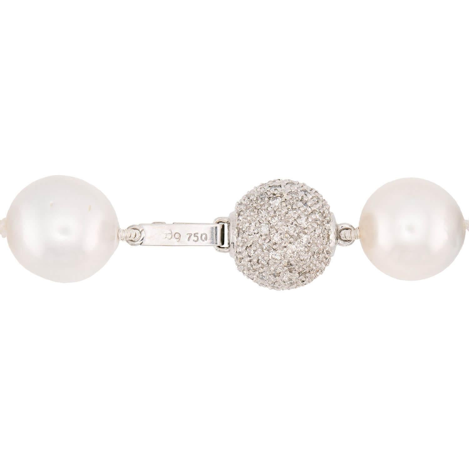 Collar de perlas y diamantes Estate 18k 18