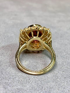 Estate 18K Tourmaline Baguette Diamant Rond Cocktail Ring 8.84ctw G Vs