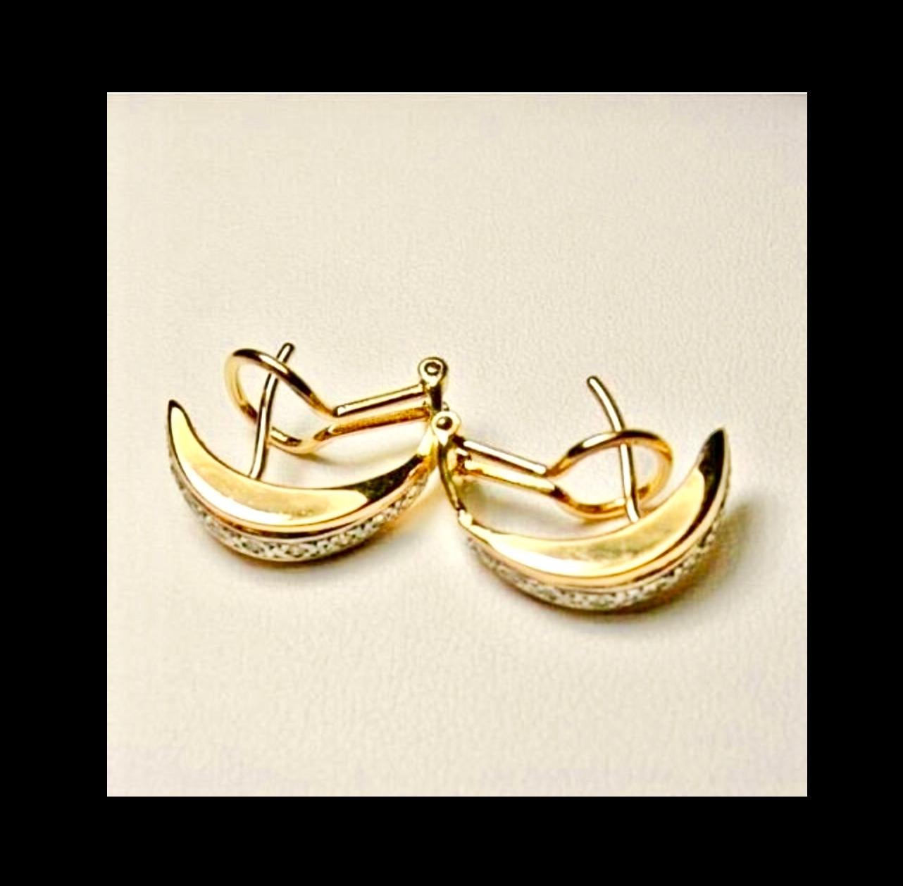Old European Cut Estate 18 Karat Pinkish-Yellow Gold Diamond Clip-on Earrings