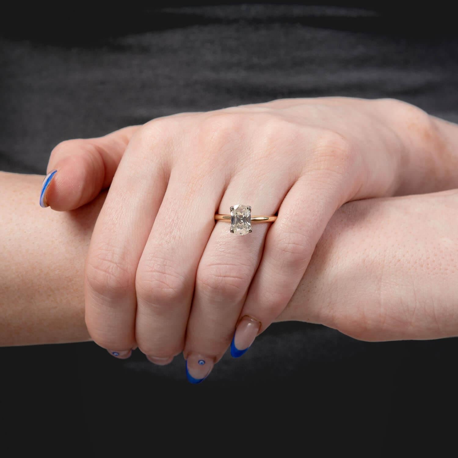 Bague de fiançailles Estate 18k/Platinum Diamond 1.50ct Pour femmes en vente