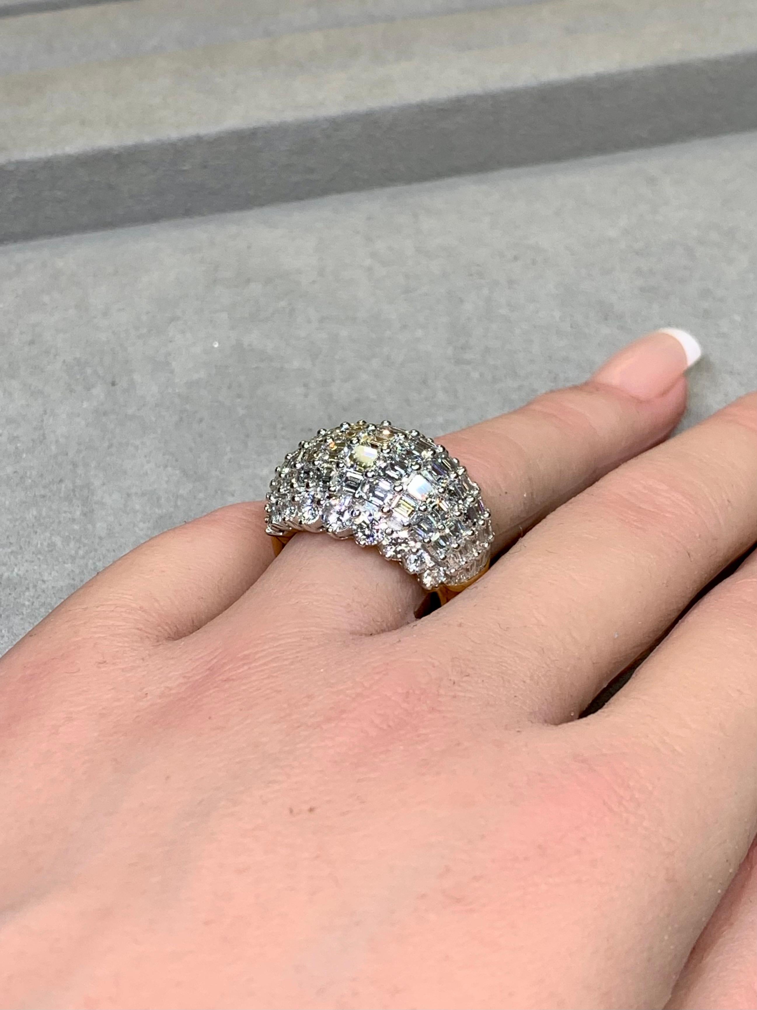 OSCAR HEYMAN 18K Platinum Baguette Round Carré Diamond Dome Cocktail Ring 11ct For Sale 9